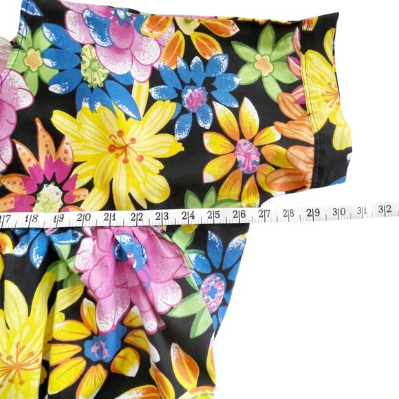 METROPOLITAN Black Mod Floral House Lounge Dress Muu Muu Caftan India Boho Large - Picture 5 of 7